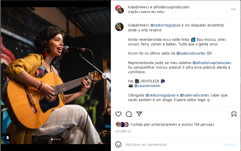 Produção Luiza Breves no sextas no galpão _ Ladeira das artes