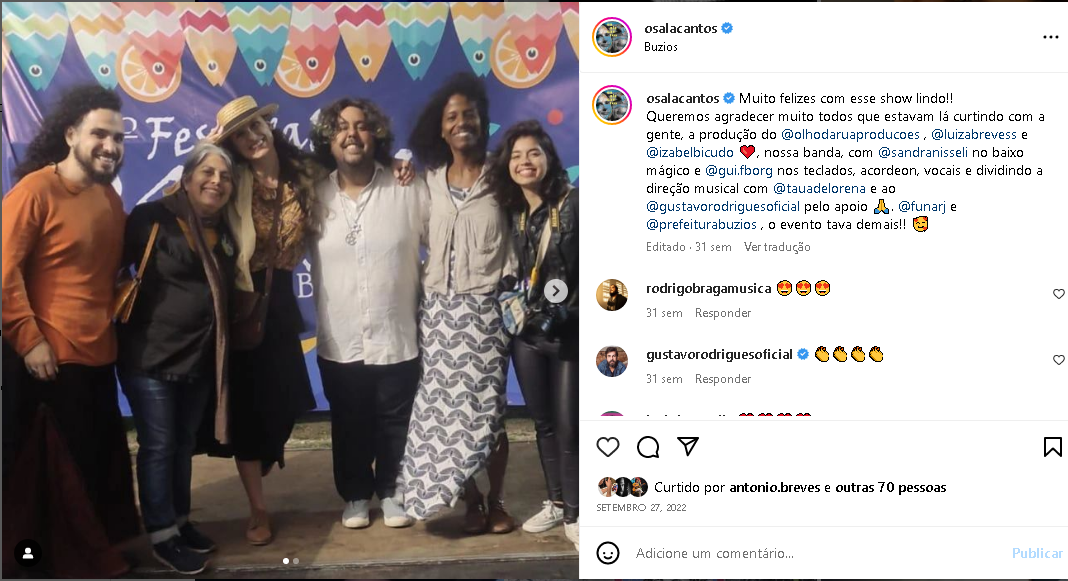 Inscrição e produção dos Os Alacantos no Edital Prêmio FUNARJ Búzios de Música ao Vivo 2022